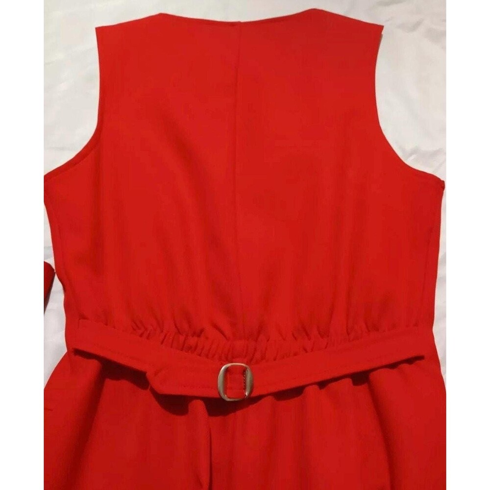 Vintage 1970s Jumpsuit Wide Leg Mod Womens Size 7/8 Disco Red Cherry Wendy Watts - Picture 4 of 11